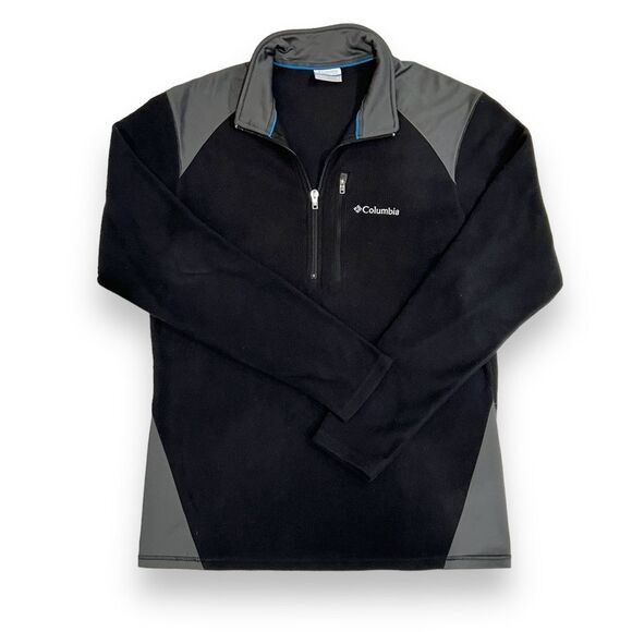 Columbia Mens Black Pull Over Fleece Quarter Zip Sweatshirt Medium - Picture 1 of 6